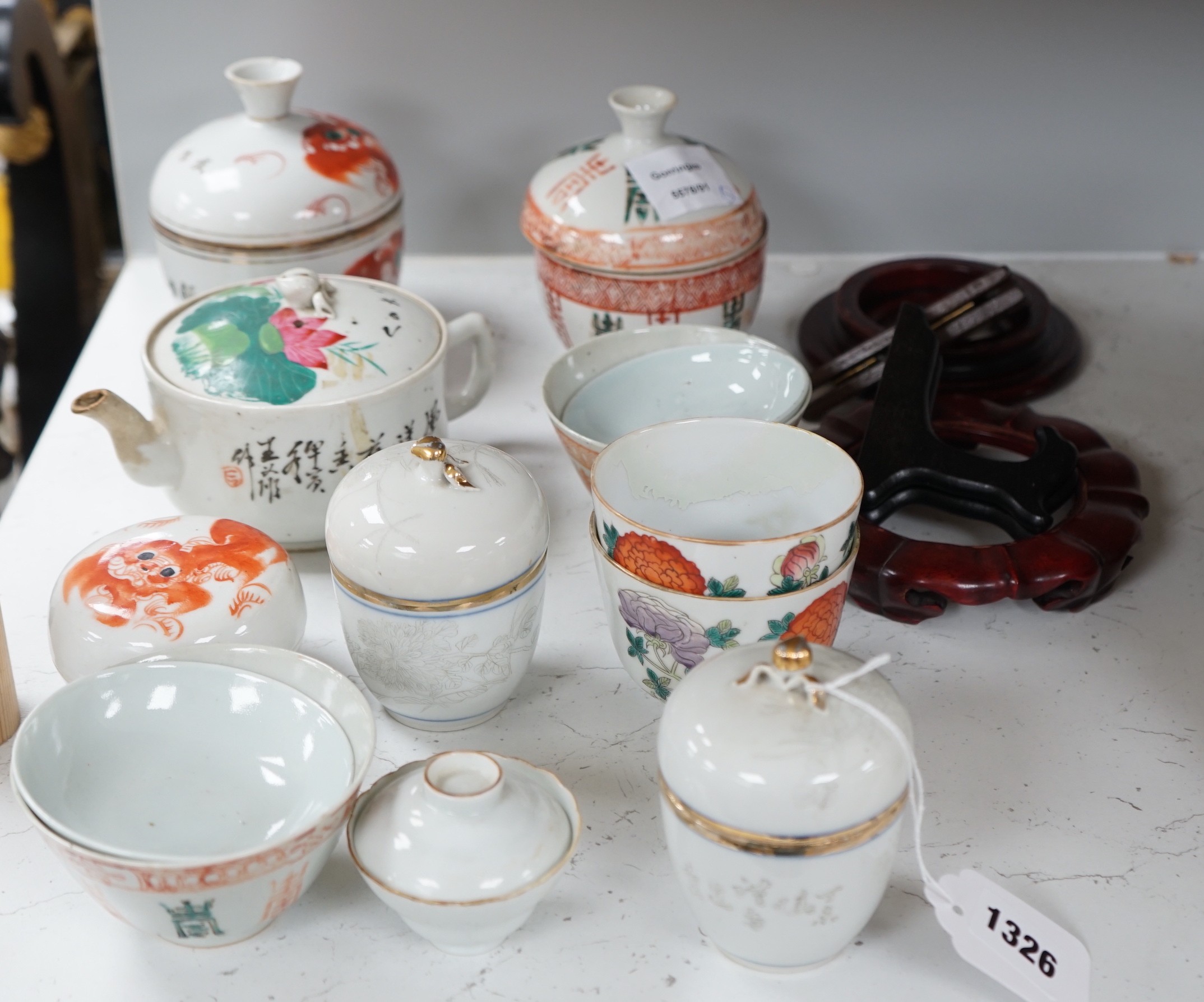 A group of various Chinese porcelain teawares, 19th and 20th century